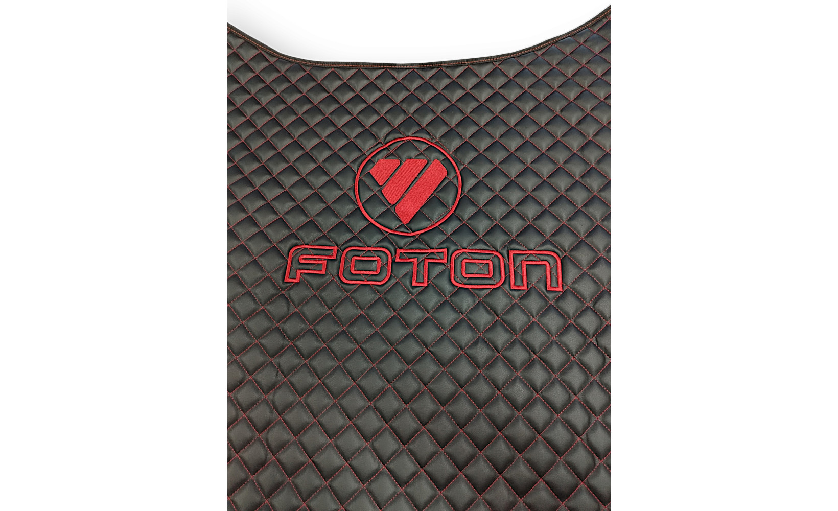 Автоковрики ЭКО Кожа ноги+средний Foton AUMAN №92 (вышивка центр+ноги) чёрный (красн.) 260329 Povorotnik.ru