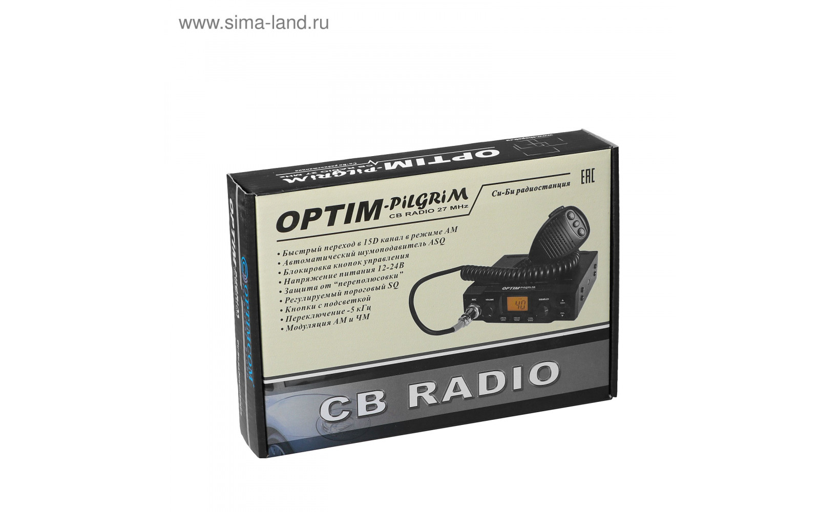 Рация Optim -PILGRIM СВ р/с авто, АМ/FM, 4 Вт,40 каналов (черный цвет кнопок ( клавиш) 261500